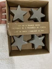Image of Set of 4 Gray Ceramic Star Shaped Drawer Knobs Furniture Pulls Kids. Indian Made
