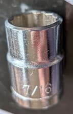 Image of 7/16" AF 3/8" drive socket 12 point bi-hex