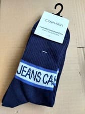 Image of 2 x CALVIN KLEIN Navy / Grey Short CREW Sports Trainer Socks MENS OSFA CK10