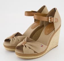 Image of Tommy Hilfiger Iconic Elena High Wedge Sandals 4-5 Tan Open-Toe Espadrilles £109