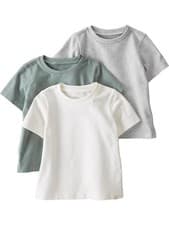 Image of unisex-baby 3-pack Tops Made With Organic Cotton, Grey/Cream/Green, 24 Months
