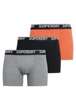 Image of Superdry Boxer Shorts 3 Pack Underwear Mid Length Triple Pack Black Orange Grey