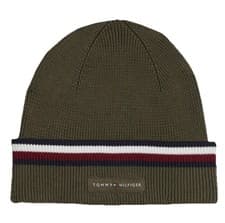Image of Tommy Hilfiger Men’s Corporate Stripe Cotton Beanie Army Green One Size BNWT