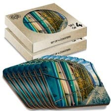 Image of 8 x Boxed Square Coasters - Surfboards Surfing Beach Sea #2470