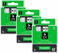 Image of 3X tape cartridge 40913 black on white background 9mm x 7m for D1 DYMO labeller