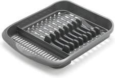 Image of Addis Plastic Kitchen Plate Dish Drainer Rack Draining Cutlery Holder Metallic