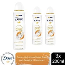 Image of Dove Advanced Care Antiperspirant Deo Coconut & Jasmine Flower Scent 200ml, 3pk