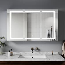 Image of LED Bathroom Mirror Cabinet 3 LED Lights Shaver Socket with Storage 1050 x 650mm
