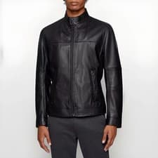 Image of HUGO BOSS Josep1 Goat Leather Biker Jacket 50543044 Black Sz.50/L