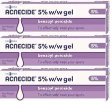 Image of 3 x Acnecide 5% Gel Benzoyl Peroxide - Treatments Acne, Blemishes, Spots - 30g