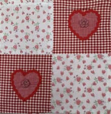 Image of ( PACK OF 2 ) Cushion Covers Red / White Patchwork Hearts 14 “ Square