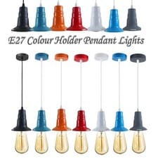 Image of E27 Ceiling Light Fitting Rose Vintage Industrial Pendant Lamp Bulb Holder UK