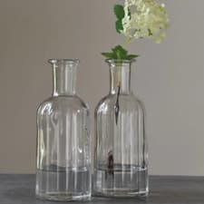 Image of Clear Ripple Glass Bottle Vase, Vintage Rustic Stem Bud Flower Vase, 7.5 × 19 cm