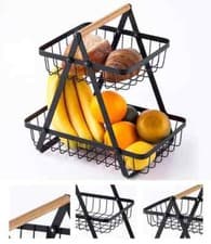 Image of Metal Countertop Fruit Basket for Kitchen Modern Wire Detachable Vegetable Baske