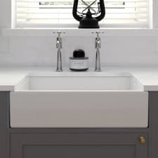 Image of Medium Gloss White 600x400x160 Ceramic Belfast Butler Kitchen Sink & Waste