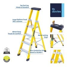 Image of TB Davies Electricians Fibreglass Platform Step Ladders - EN131, 150kg Work Load