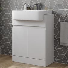 Image of Freestanding Vanity Unit with Basin Ceramic Semi Recessed Sink 620mm White Gloss