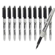 Image of Black Permanent Marker Pens Fine Tip Waterproof Office School Pack 5–100