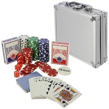 Image of Full Poker Set 100pc Proffesional Chips + 2 Card Decks Dice Travel Box Case