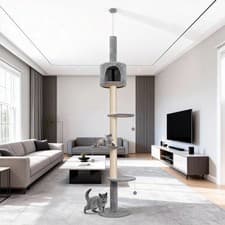 Image of Floor to Ceiling Cat Tree Tower 224-256cm Climbing Scratching Post with Condo