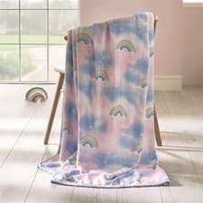 Image of Catherine Lansfield Pink Candy Unicorn So Soft Cosy Fleece Throw 130x170cm Warm