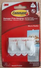 Image of 3M Command Damage Free White Micro Hooks Pack 3 With 4 Strips Holds Strongly