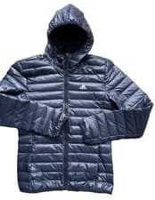 Image of Adidas Varilite Hooded Conextbaffles Down Jacket DX0785 Women S 8-10 Navy Blue