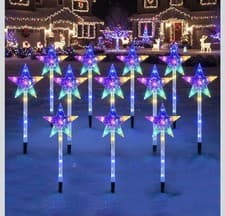 Image of 12 Pack Outside Christmas Decorations, 8 Modes Lighting Waterproof 96LED Star
