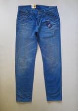 Image of G STAR RAW 3301 LOW TAPERED JEANS 32 x 32 NEW WITH TAGS Blue Denim Aged Splatter