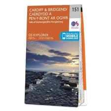 Image of Ordnance Survey Explorer 151 CARDIFF & BRIDGEND Map Scale 1:25,000