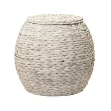 Image of Household Essentials Handwoven Water Hyacinth Barrel Wicker Storage Basket Side