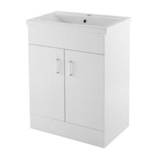Image of Nuie Eden 600mm 2-Door Basin Vanity Unit Gloss White Soft Closing Bathroom