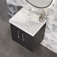 Image of Nuie Arno 500mm Wall Hung 2-Door Wash Basin Vanity Unit Charcoal Black Cabinet