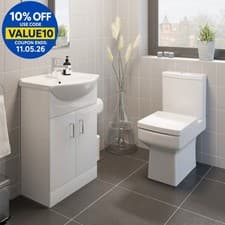 Image of Royan Toilet 550mm Cloakroom Suite Vanity Unit WC Basin Sink White Soft Close