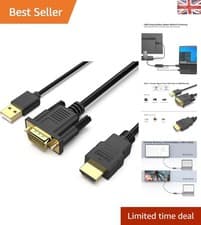 Image of Compact 1.8M VGA to HDMI Cable with USB Audio Support for Presentations & More