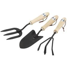 Image of Draper Carbon Steel Hand Fork, Cultivator And Trowel with Hardwood Handles 83993