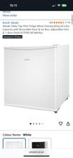 Image of Abode Table Top Mini Fridge White Freestanding 43 Litre Capacity with Reversible