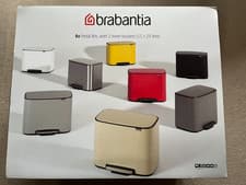 Image of Brabantia Bo Pedal Bin with 2 inner buckets and bags/ 11 + 23 Litre Passion Red