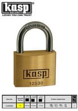 Image of KASP 30mm PREMIUM Brass Security Hardened Shackle Padlock Bag/Luggage K12530D