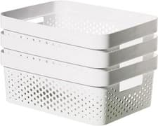 Image of CURVER Infinity Dots Set of 3 Storage Baskets 11 Litres White 100% Recycled Plas