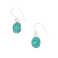 Image of Turquoise Sterling Silver Oval Shape Drop Earrings TQER