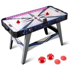 Image of White Air Hockey Game Table Powered Hockey Game Table w/ 2 Pushers & Pucks