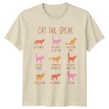 Image of Cat Tail Speak T-Shirt - Cat Moods Quote Tee - I'M SCARED, HAPPY -a