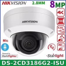 Image of Hikvision DS-2CD3186G2-ISU 8 MP AcuSense DarkFighter Fixed Dome Network Camera