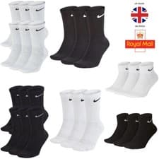 Image of Nike Socks 3 Pairs 6 Pack Lightweight Crew Ankle Mens Womens Sports Socks UK