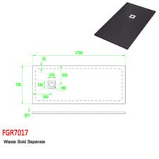 Image of Stone Resin Shower Tray Slate Effect 30mm Low Profile Wet Room – White or Black