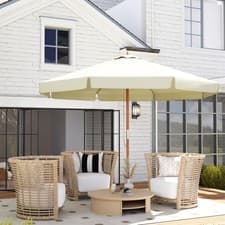 Image of 3.3(m) Garden Parasol Umbrella Outdoor Sun Shade Canopy with 8 Ribs Beige