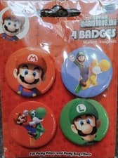 Image of Nintendo Super Mario Bros Set Of 4 Badges