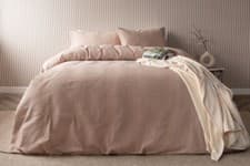 Image of 100% Cotton Waffle Stripe Textured Duvet Cover Set in Latte All Sizes