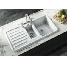 Image of Liquida ELGS15WH 1.5 Bowl White Comite Reversible Inset Gloss Kitchen Sink